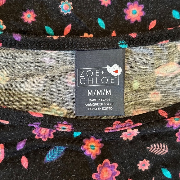 *ZOE + CHLOE* Black x Floral Fashion Long Sleeve Shirt Size Medium - Picture 6 of 8